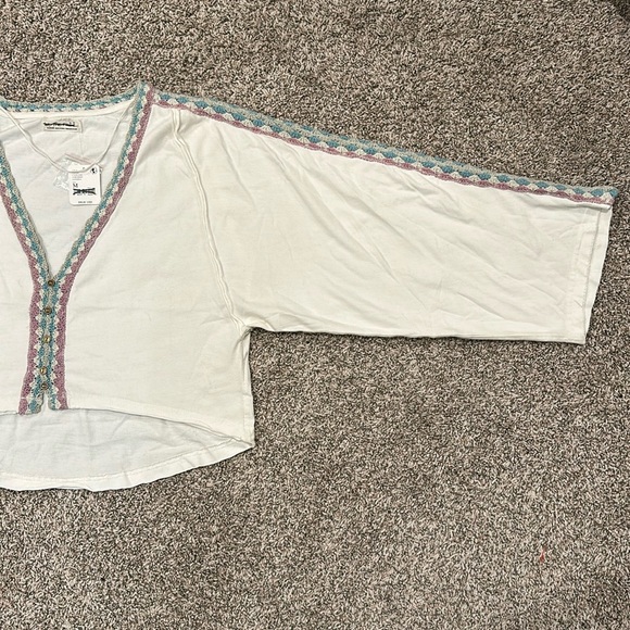 Free People Something Good Embroidered Cropped Long Sleeve Tee - Picture 7 of 11